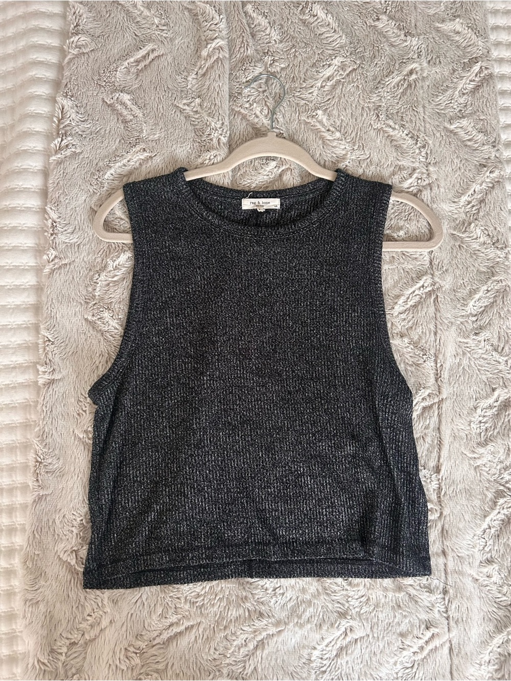rag & bone Charcoal Ribbed Sleeveless Tank Top
